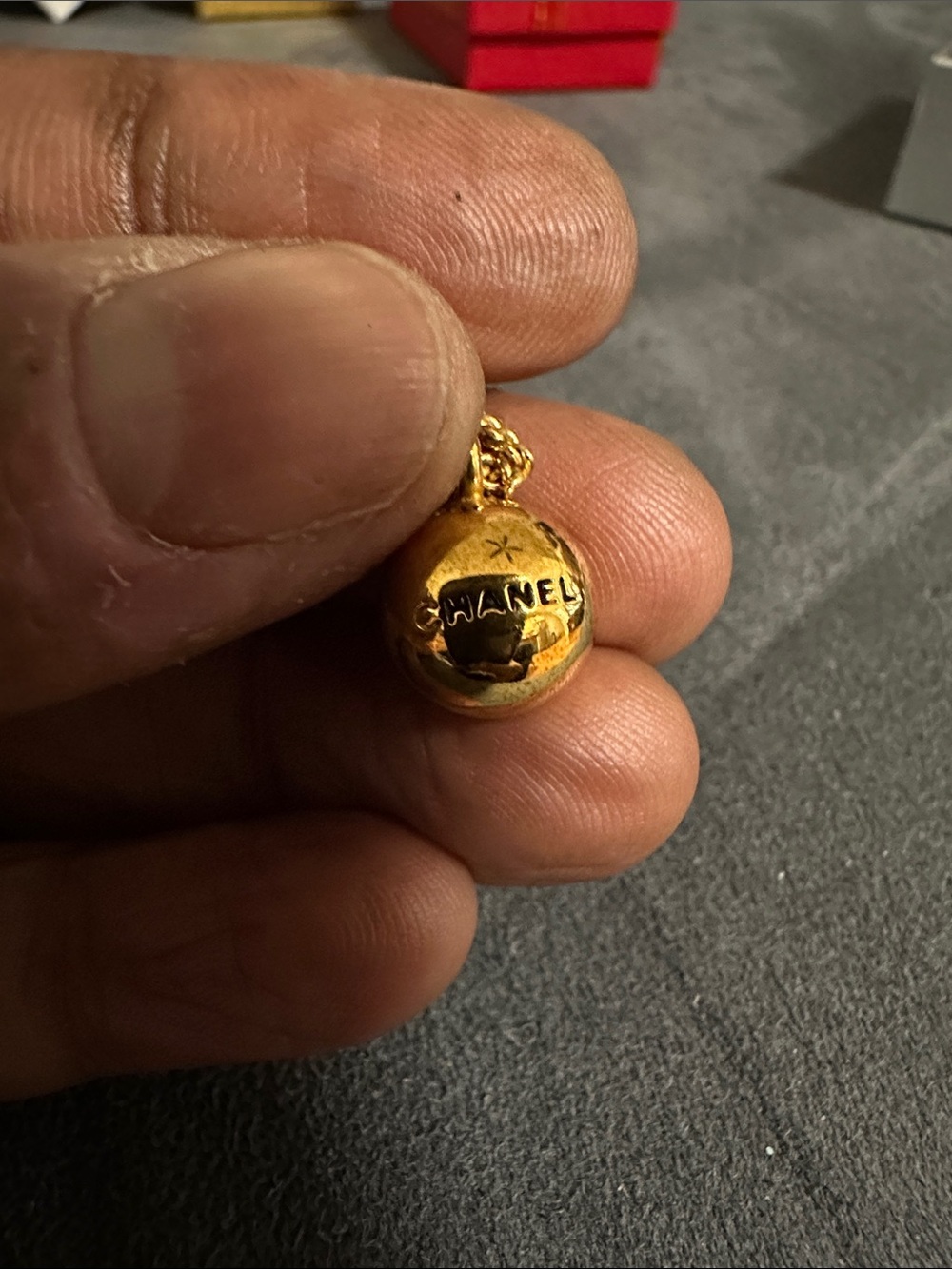 CHANEL Gold Tone Globe Pendant Necklace - Picture 3 of 9